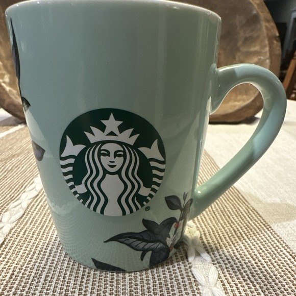 Starbucks Other - Starbucks 2021 Mint Green Floral Coffee Mug 10oz - Siren Logo - Read